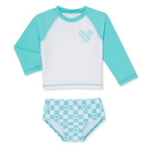 Mickey Mouse Baby Long Sleeve Rashguard and Swim Bottom 2Pc Set, Size 12Mon. NWT